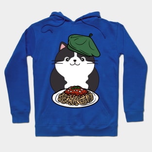 Cute Fat cat is eating spaghetti Hoodie